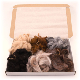 Wolbox met 6 tinten grove alpacawol - 60 gram