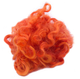 Mohair gesorteerd en gekamd -  oranje - 5 gram