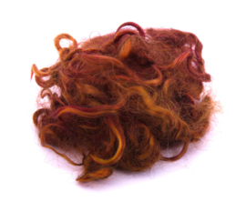 Mohair gesorteerd en gekamd - roodbruin - 5 gram