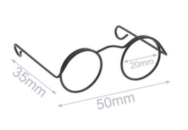 Metalen bril - 5cm - zwart