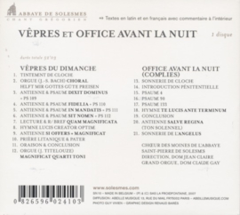 Vêpres et Office avant la Nuit - Vespers en Officie voor de Nacht