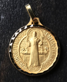 Medaille St. Benedictus  | Verguld metaal 23 mm Zilverkleurige rand