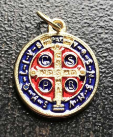 Medaille St. Benedictus  | Verguld metaal en emaille 20 mm