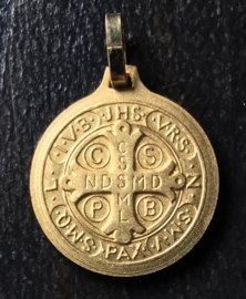 Medaille St. Benedictus  | Verguld metaal 23 mm Zilverkleurige rand