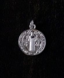 Medaille St. Benedictus  | Verzilverd metaal 17 mm