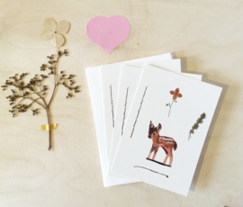 mini cards and envelops | Deer & gold crest (set)