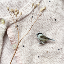 tiny bird broche | Marsh tit