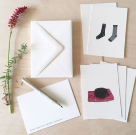 mini cards and envelop | Cat & socks (set)