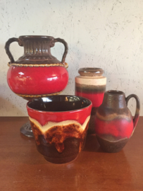 Vintage vazen en bloempot, rood/bruin