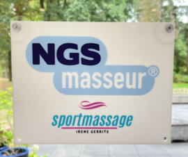 Muurschild Gediplomeerd NGS-Masseur®  gepersonaliseerd met logo