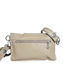 Vanilla lederen Caiman Shiva double bag met turquoise steen