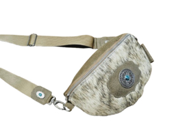 Sage Koeienhuid Buidelriem met turquoise steen