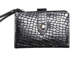 Lederen Zilver/Antraciet Croco Donna Wallet