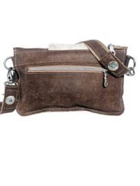 Moonmist Koeienhuid Shiva double bag met turquoise steen