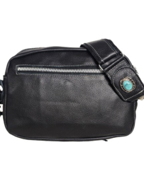 Zwart/Witte Koeienhuid Karma met turquoise steen