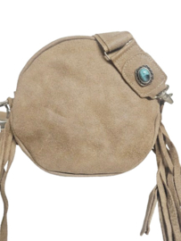 Moon Mist Koeienhuid tas Chakra met turquoise steen