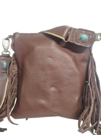 Westar Koeienhuid Dewi met franjes en turquoise steen