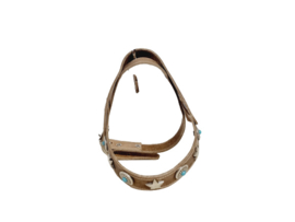 Beige Taupe Hondentuigje met turquoise stenen S