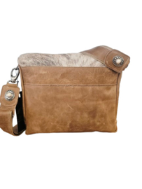 Almond Frost Koeienhuid tas Ganesha met Ivory steen