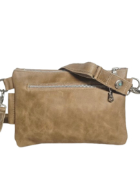 Dark Sand lederen Caiman tas  Nandoe met turquoise steen