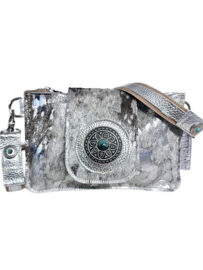 Crazy Silver Cow Shiva double bag met turquoise steen