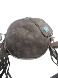 Bruine Lederen tas Chakra met turquoise steen