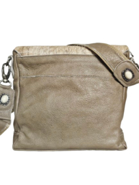 Dusty Beige Koeienhuid tas Shiva met Ivory steen.