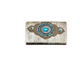 Bronco Koeienhuid portemonnee London met turquoise steen