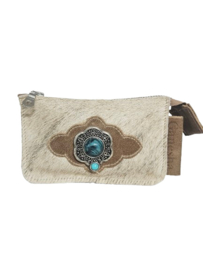 Sisal Koeienhuid portemonneetje Bombay met turquoise steen