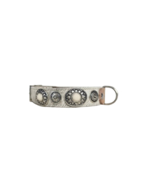 Lichte koeienhuid Halsband met ivory stenen M