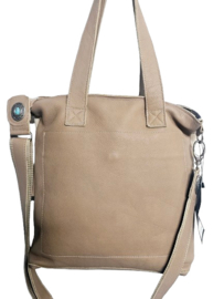 Almond Koeienhuid Shopper met Turquoise stenen
