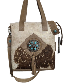 Elisa Crazy Triple Gold Cow Shopper Taupe met turquoise stenen (Limited Editon)