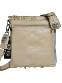 Brownish Grey Koeienhuid Pooja met turquoise steen