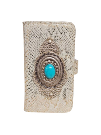 iPhone XR Gold White Snake hoesje met een turquoise steen (Venus Limited Edition)