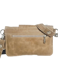 Sandstone Caiman lederen Shiva double bag met Ivory steen