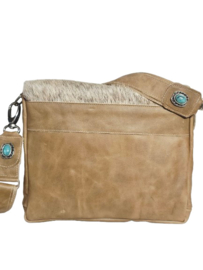 Sandal Koeienhuid tas Ganesha met turquoise steen