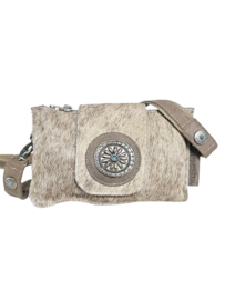 Silk Koeienhuid Shiva double bag met turquoise steen