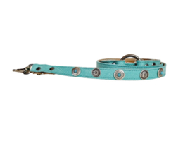 Cool Mint lederen Hondenloopriem met turquoise stenen