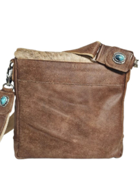 Dark Stone Koeienhuid tas Shiva met Turquoise steen.