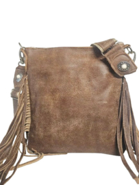 Sahara Koeienhuid Dewi met franjes en Ivory stone