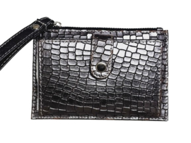 Lederen Zilver/Antraciet Croco Lisa Wallet