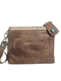 Forest Wood Koeienhuid tas Ganesha met turquoise steen