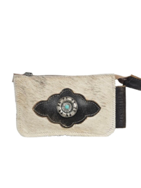 Sisal Koeienhuid portemonneetje Bombay met turquoise steen