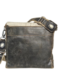 Ivory Grey Koeienhuid tas Shiva met Ivory steen.