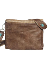 Forest Wood Koeienhuid tas Ganesha met turquoise steen