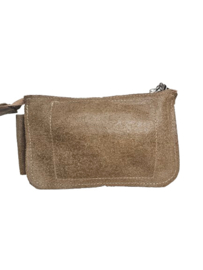 Sunbleached Koeienhuid portemonneetje Bombay met turquoise steen