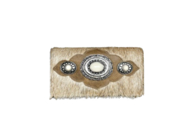 Desert Sand Koeienhuid portemonnee London met Ivory steen