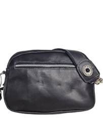 Zwart lederen Caiman Karma met zwarte steen