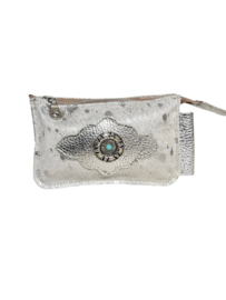 Crazy Silver Cow portemonneetje Bombay met turquoise steen
