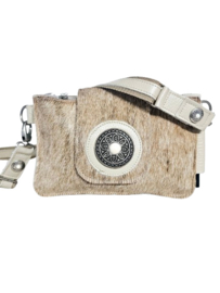 Beaver Koeienhuid Shiva double bag met turquoise steen